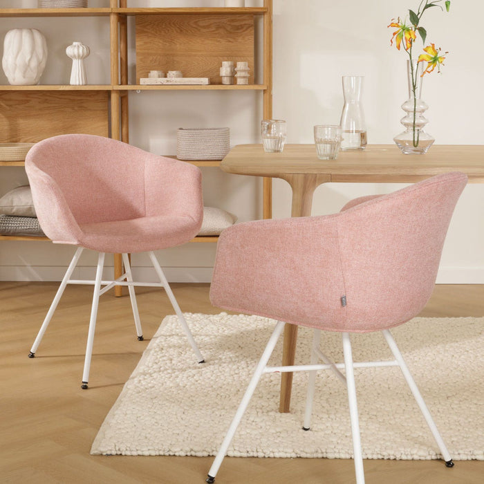 Nolon Noa-Otis eetkamerstoel zacht roze - met armleuning - wit