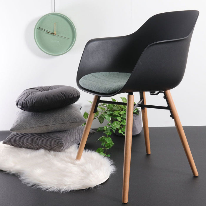 Nolon Nena-Liz Eetkamerstoel Zwart - Armleuning - Zacht Groen Kussen