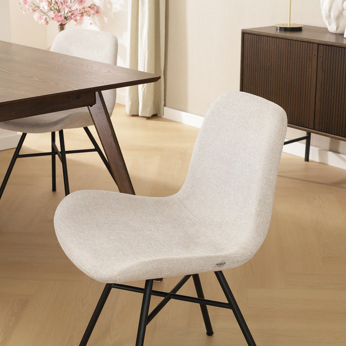 Nolon Noa-Fé Eetkamerstoel Beige - Stof - Zwart Onderstel