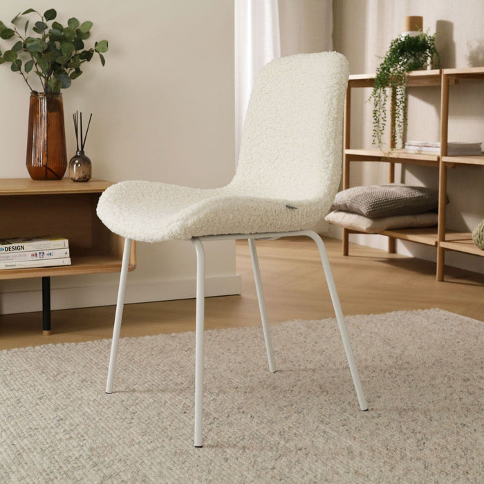 Nolon Nora-Fé Eetkamerstoel Teddy Wit - Stof - Witte Poten