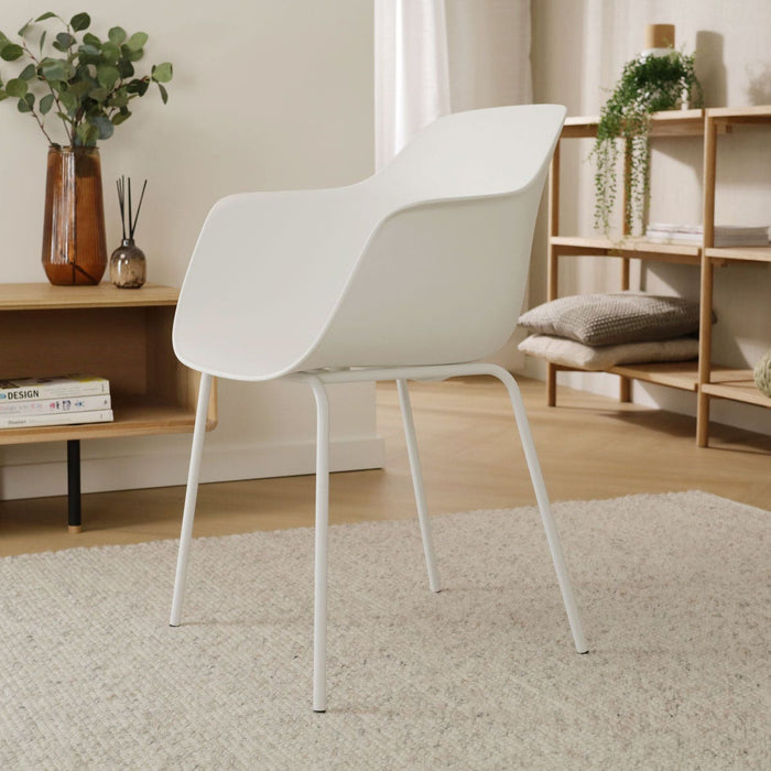 Nolon Nora-Puk Eetkamerstoel Wit - met Armleuning - Wit Onderstel