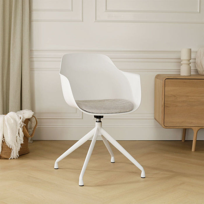 Nolon Nola-Liz Eetkamerstoel Wit - Lichtgrijs - Draaibaar - Wit
