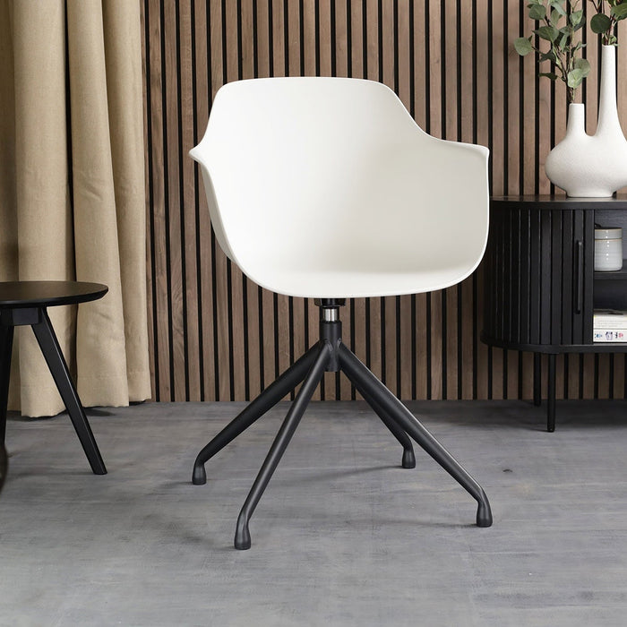 Nolon Nola-Puk Eetkamerstoel Wit - Draaibaar - Armleuning - Zwart