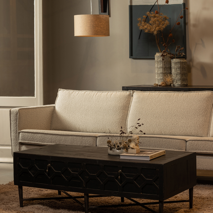 WOOOD Rodeo 3-Zits Bank - Velvet - Naturel - 85x277x86