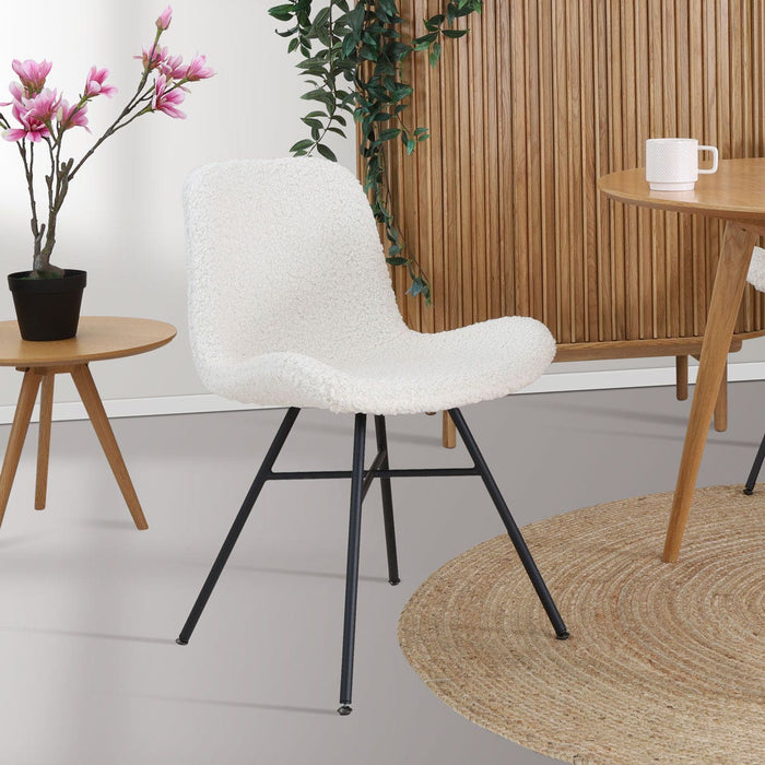 Nolon Noa-Fé eetkamerstoel teddy gebroken wit - zwart onderstel