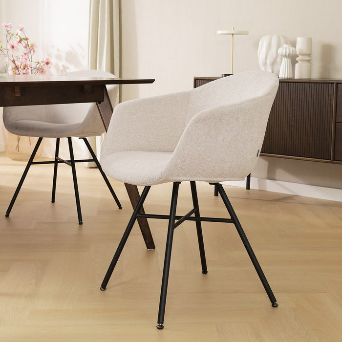 Nolon Noa-Otis Eetkamerstoel Beige - met Armleuning - Zwart