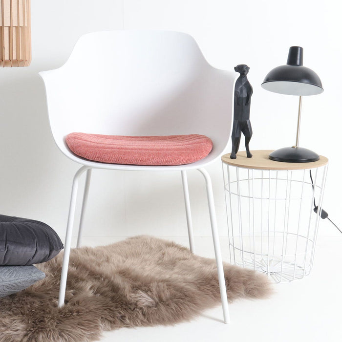 Nolon Nora-Liz Eetkamerstoel Wit - Terracotta Kussen - Witte Poten