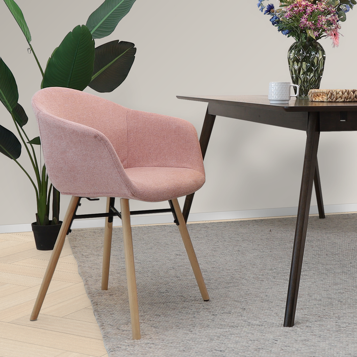 Nolon Nena-Otis Eetkamerstoel Zacht Roze - Armleuning - Stof