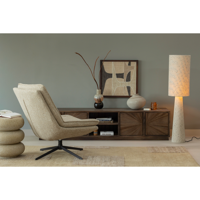 WOOOD Loft Vloerlamp - Metaal|Bouclé - Naturel - 187xØ35 cm