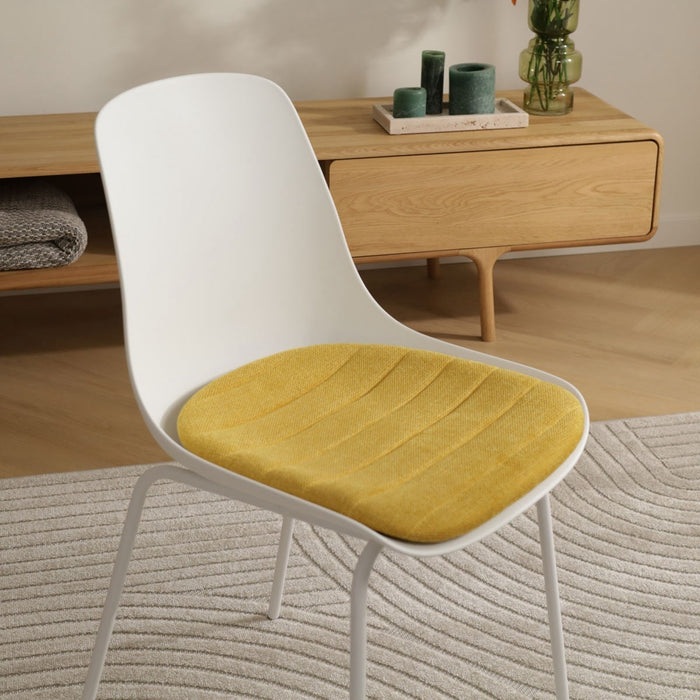 Nolon Nora-Liv Eetkamerstoel Wit - Okergeel Kussen - Witte Poten