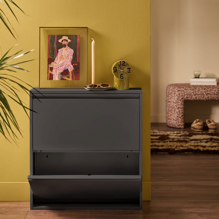 by fonQ Klip Schoenenkast - 2 Vakken - Zwart