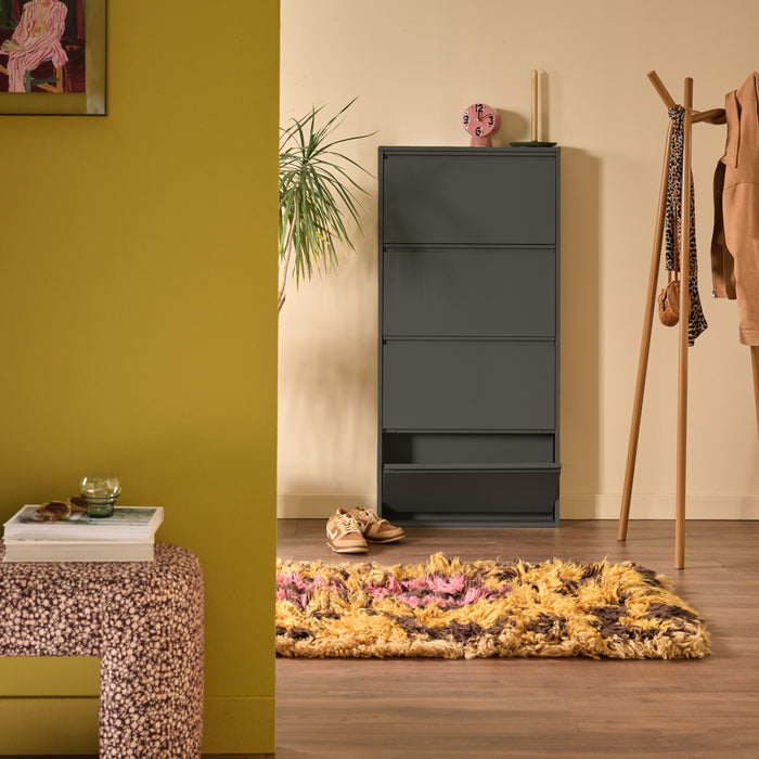 by fonQ Klip Schoenenkast - 4 Vakken - Zwart