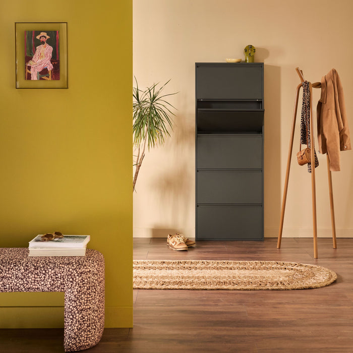 by fonQ Klip Schoenenkast - 5 Vakken - Zwart