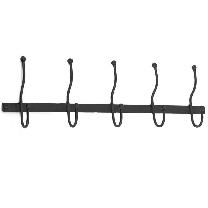 Vtw Living - Kapstok 5 haken - Metaal - Zwart - 50 x 15.5 x 6 cm