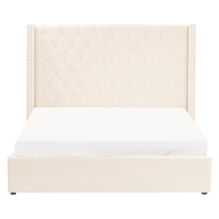 Beliani-LUBBON -Bed met opbergruimte-Crème wit-160 x 200 cm-Fluweel