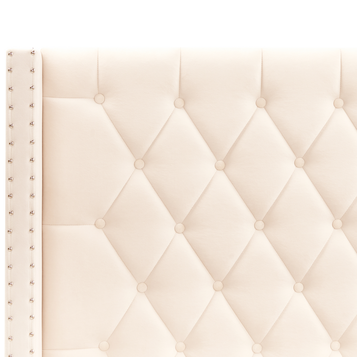 Beliani-LUBBON -Bed met opbergruimte-Crème wit-160 x 200 cm-Fluweel