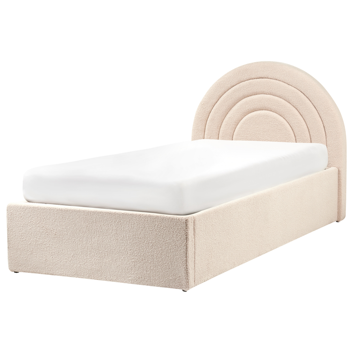 Beliani - ANET - Bed met opbergruimte - Beige - 90 x 200 cm - Bouclé