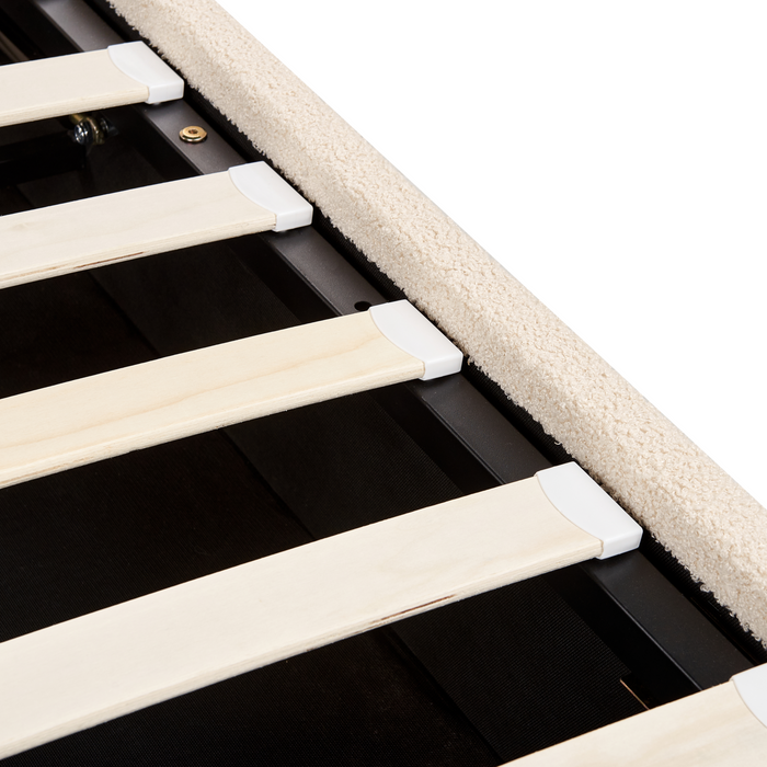 Beliani-LAVAUR-Bed met opbergruimte-Beige-160 x 200 cm-Bouclé