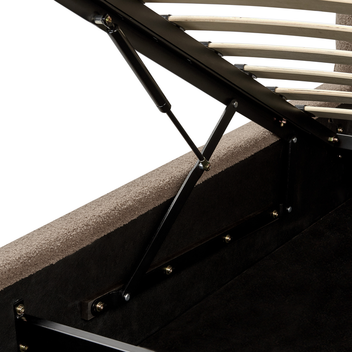 Beliani-BAJONNA-Bed met opbergruimte-Bruin-160 x 200 cm-Bouclé