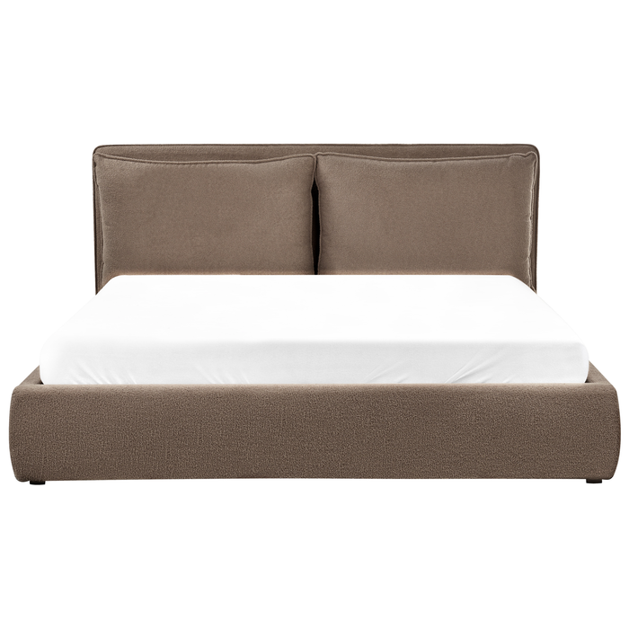 Beliani-BAJONNA-Bed met opbergruimte-Bruin-180 x 200 cm-Bouclé