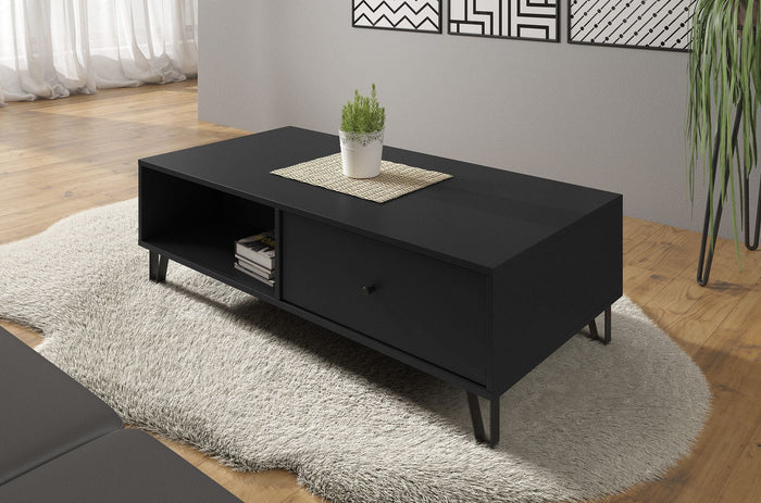 Meubella - Salontafel Barlo - Mat Zwart - 110 cm