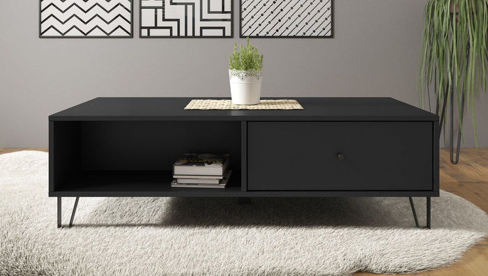 Meubella - Salontafel Barlo - Mat Zwart - 110 cm