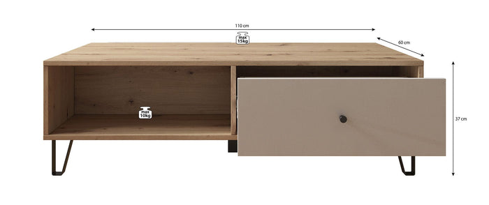 Meubella - Salontafel Barlo - Mat Zwart - 110 cm