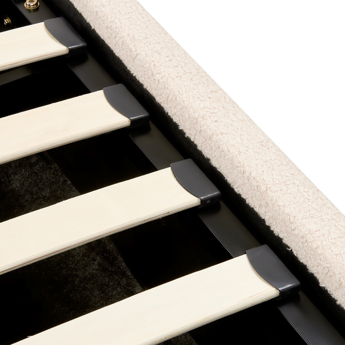 Beliani - ANET - Bed met opbergruimte - Beige - 90 x 200 cm - Bouclé