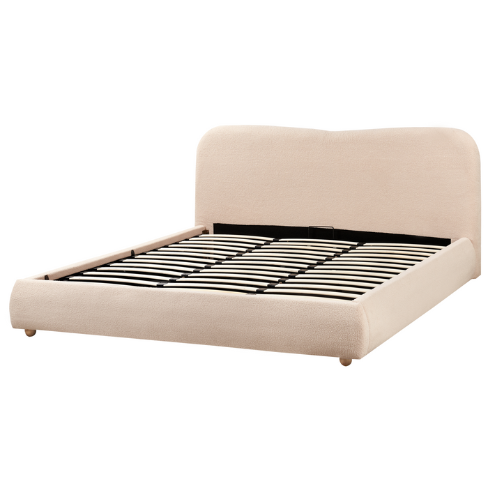 Beliani-BLAGNAC-Bed met opbergruimte-Beige-180 x 200 cm-Bouclé