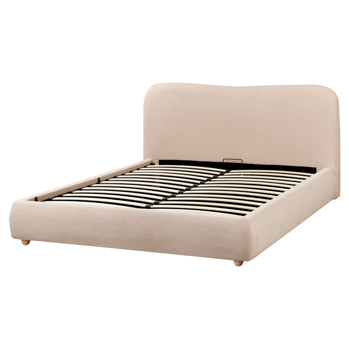 Beliani-BLAGNAC-Bed met opbergruimte-Beige-160 x 200 cm-Bouclé