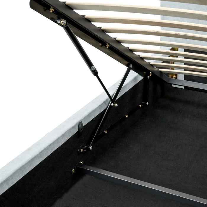 Beliani-BLAGNAC-Bed met opbergruimte-Lichtblauw-180 x 200 cm-Stof