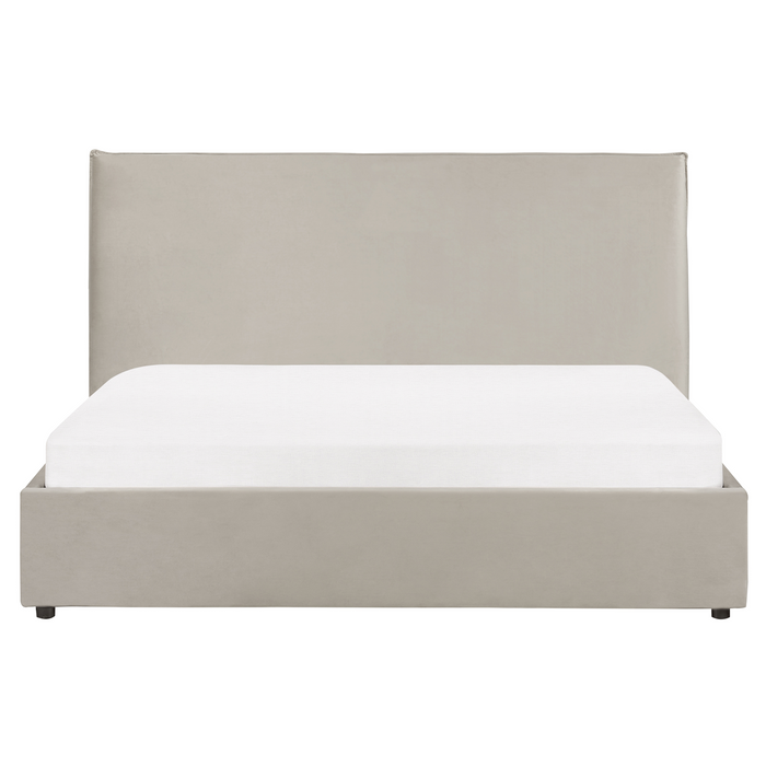Beliani-LAVAUR-Bed met opbergruimte-Taupe-160 x 200 cm-Fluweel
