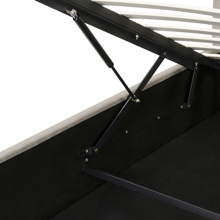 Beliani-LAVAUR-Bed met opbergruimte-Taupe-160 x 200 cm-Fluweel