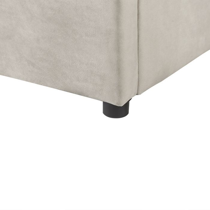 Beliani-LAVAUR-Bed met opbergruimte-Taupe-160 x 200 cm-Fluweel