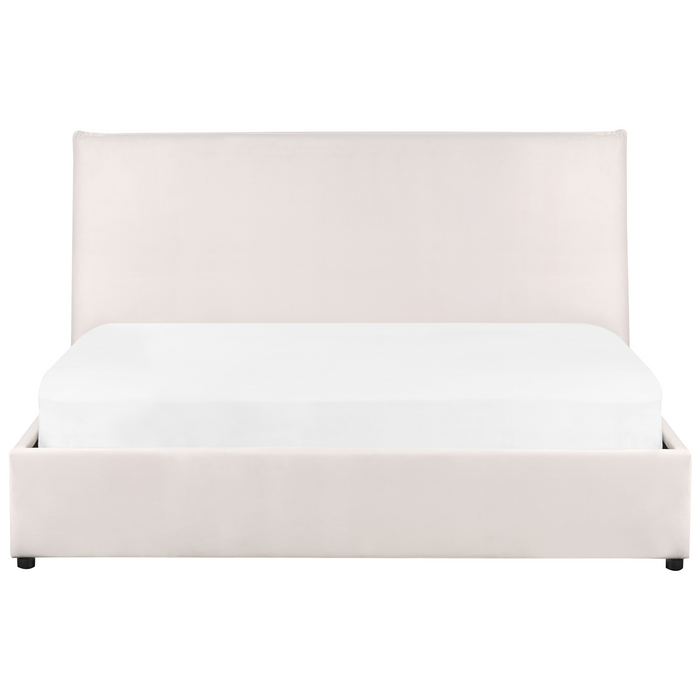 Beliani-LAVAUR-Bed met opbergruimte-Gebroken wit-160 x 200 cm-Fluweel