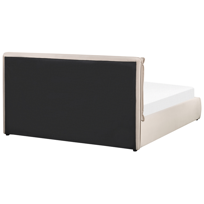 Beliani-BAJONNA-Bed met opbergruimte-Beige-160 x 200 cm-Fluweel