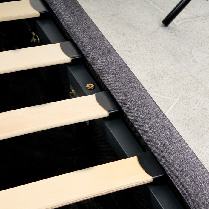 Beliani-RENNES -Bed met opbergruimte-Donkergrijs-180x200 cm-Polyester