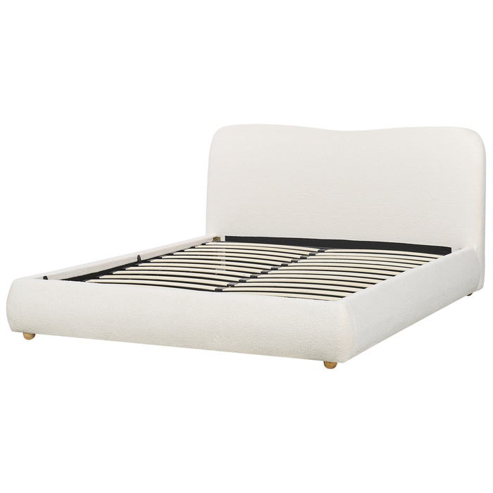 Beliani-BLAGNAC-Bed met opbergruimte-Gebroken wit-160 x 200 cm-Bouclé