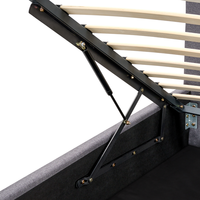 Beliani-RENNES -Bed met opbergruimte-Donkergrijs-180x200 cm-Polyester