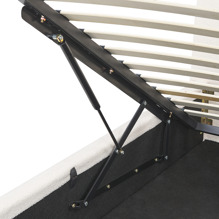 Beliani-BLAGNAC-Bed met opbergruimte-Gebroken wit-160 x 200 cm-Bouclé