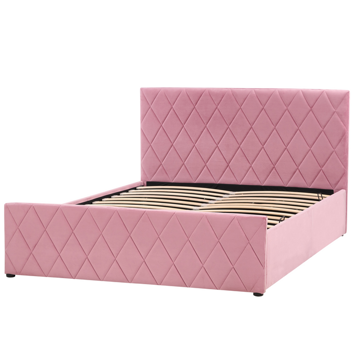 Beliani - ROCHEFORT - Tweepersoonsbed - Roze - 140 x 200 cm - Fluweel