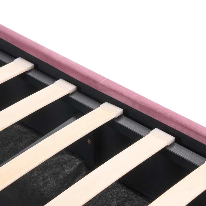 Beliani - ROCHEFORT - Tweepersoonsbed - Roze - 140 x 200 cm - Fluweel