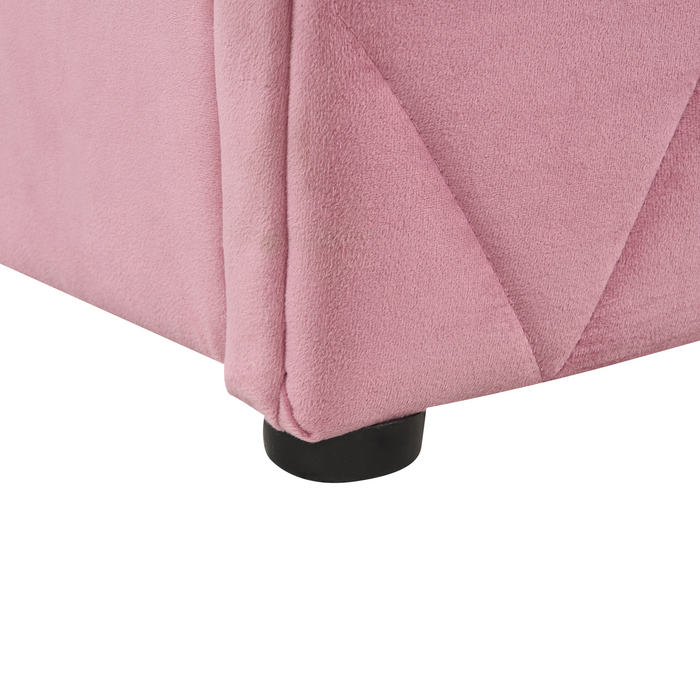 Beliani - ROCHEFORT - Tweepersoonsbed - Roze - 140 x 200 cm - Fluweel