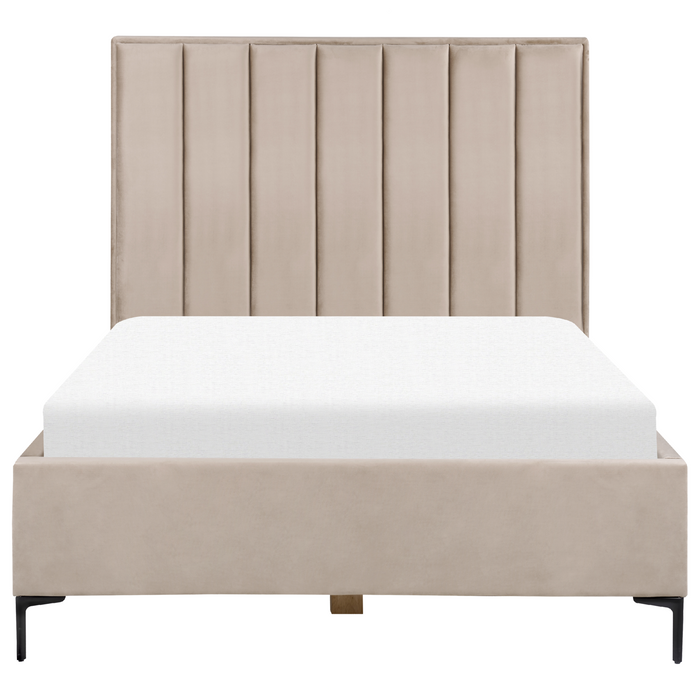 Beliani-SEZANNE -Bed met opbergruimte-Taupe-140 x 200 cm-Fluweel