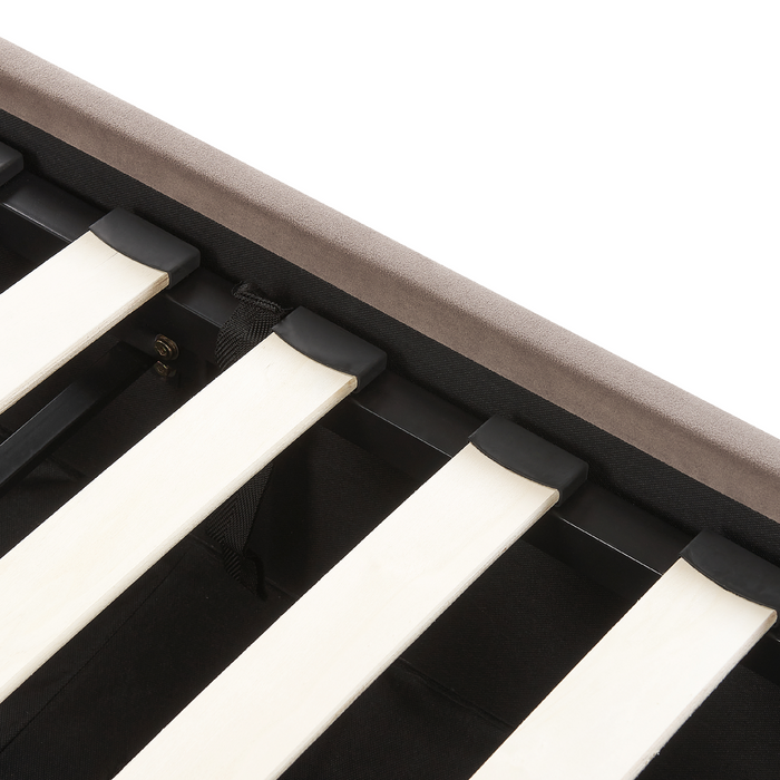 Beliani-ROUEN-Bed met opbergruimte-Taupe-160 x 200 cm-Fluweel