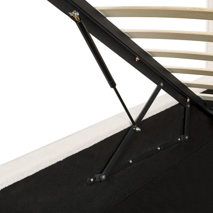 Beliani-MOISSAC-Tweepersoonsbed-Gebroken wit-160 x 200 cm-Polyester