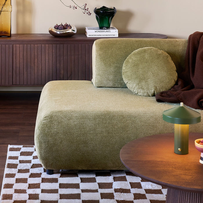 by fonQ Wisp Hoekbank met Chaise Longue Rechts met Slaapfunctie - Chenille - Olijfgroen