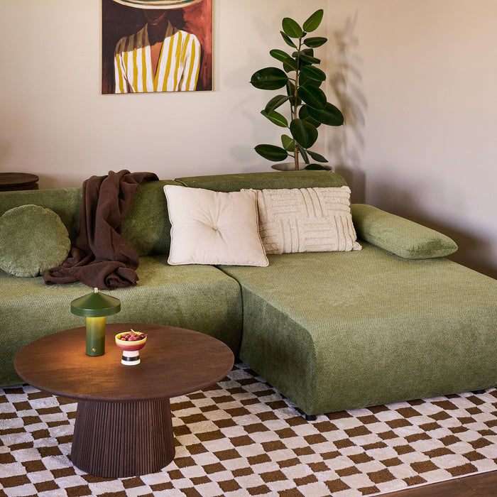 by fonQ Wisp Hoekbank met Chaise Longue Rechts met Slaapfunctie - Chenille - Olijfgroen