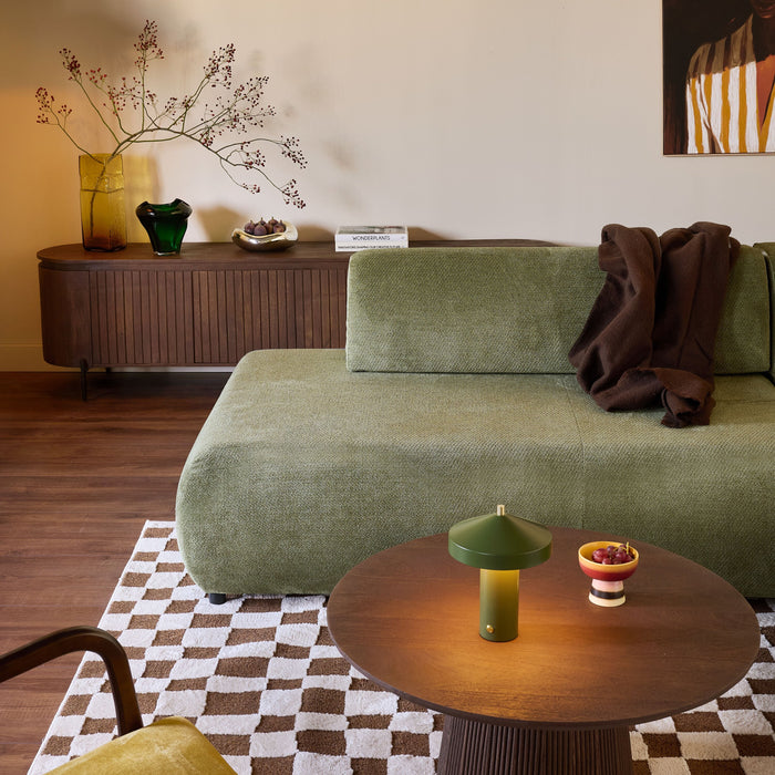 by fonQ Wisp Hoekbank met Chaise Longue Rechts met Slaapfunctie - Chenille - Olijfgroen