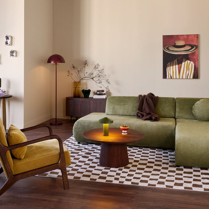 by fonQ Wisp Hoekbank met Chaise Longue Rechts met Slaapfunctie - Chenille - Olijfgroen